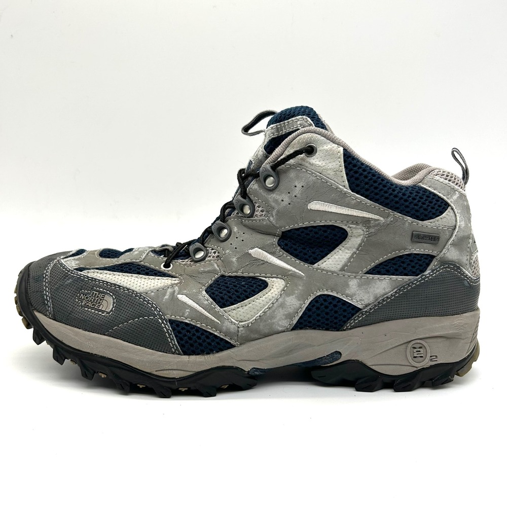 The North Face Hiking Boots Mens 11.5 Grey Navy‎ Gore-Tex Vibram Trail Shoes